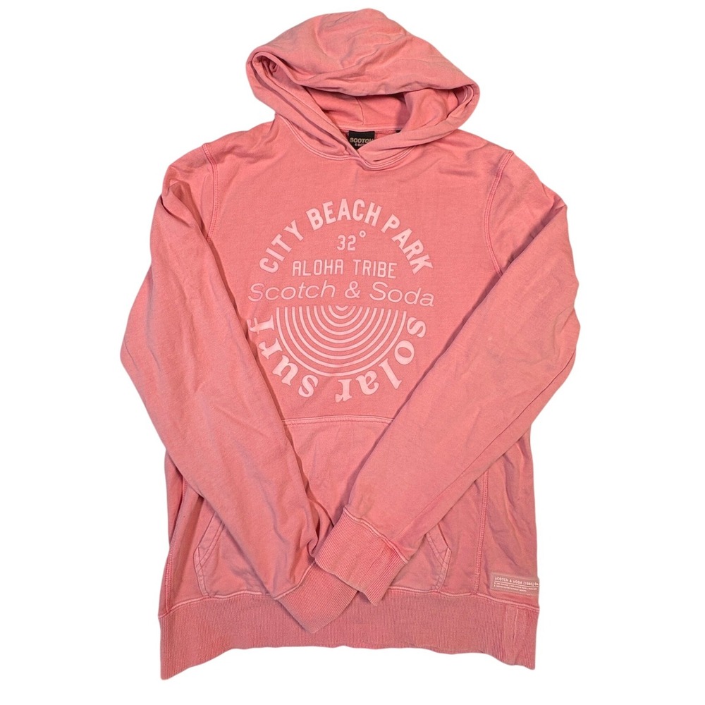 Scotch & Soda Pink City Beach Park Aloha Tribe Graphic Large Hoodie Sweatshirt